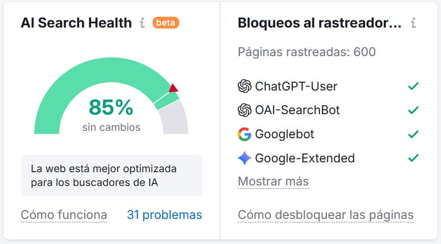 Agencia GEO salud del sitio para ias Salud del sitio para las ias